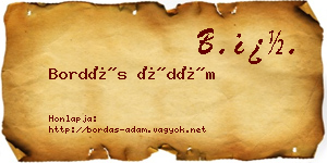 Bordás Ádám névjegykártya