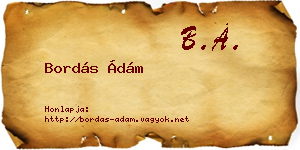 Bordás Ádám névjegykártya